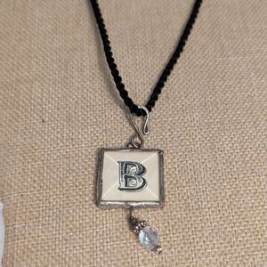 Initial B Glass Soldered Pendant Necklace